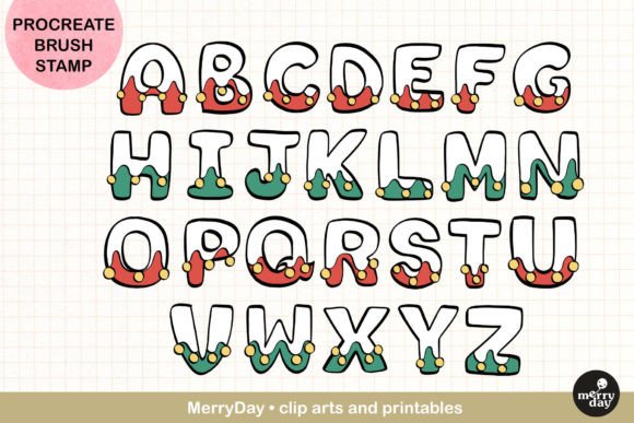 ABC Procreate Brush Stamp Xmas Theme Guide