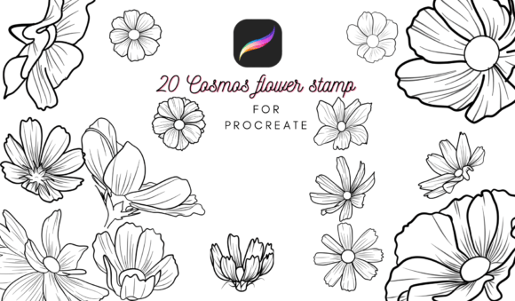 Elevating Digital Artistry: The Strategic Value of the 20 Cosmos_flower Stamp and Brush Collection