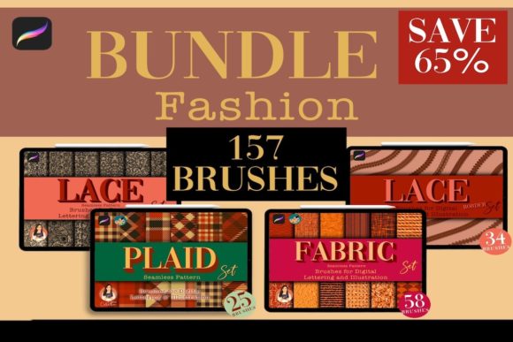 Fashion Procreate Bundle: 157 Seamless Brushes