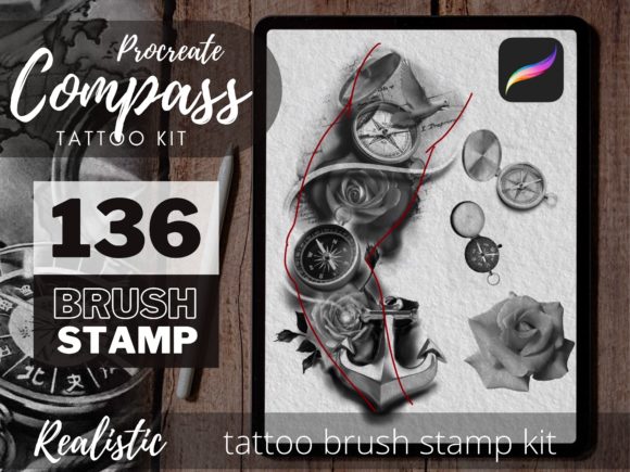 Mastering Tattoo Design Efficiency with the Procreate Compass Tattoo Brush Stamp