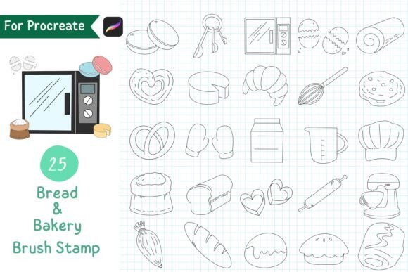 Procreate Brush Stamp Bread Bakery: Elevating Digital Illustration with Hand-Drawn Charm
