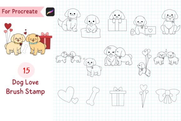 Procreate Brush Stamp Dog Love