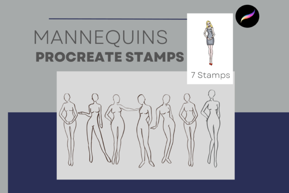 Procreate Mannequin Stamps: 7 Digital Brushes