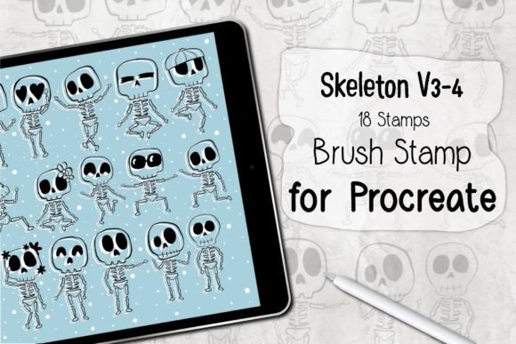 Streamlining Digital Illustration with the Skeleton V3-4 Procreate Brush Stamp